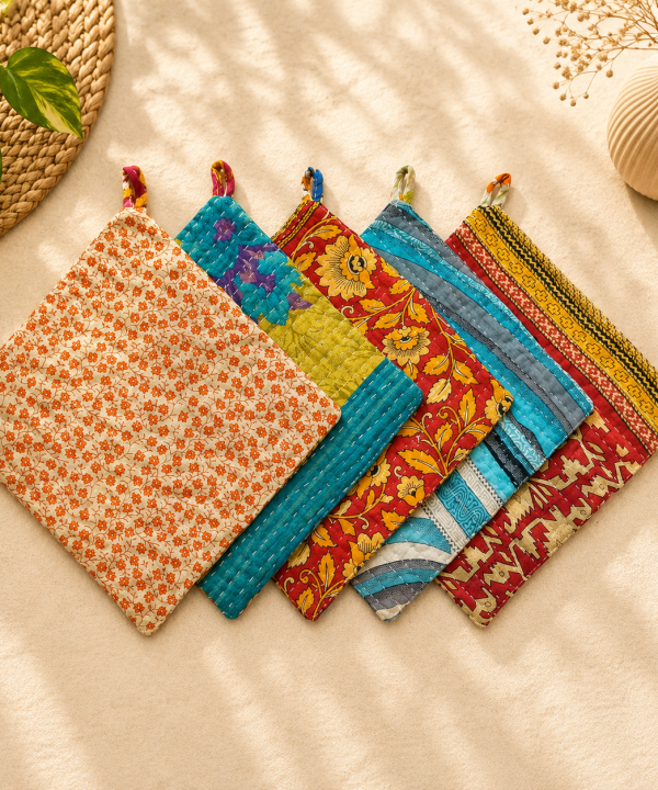 Bengal Kantha Kitchen Pot Holder Set of 5