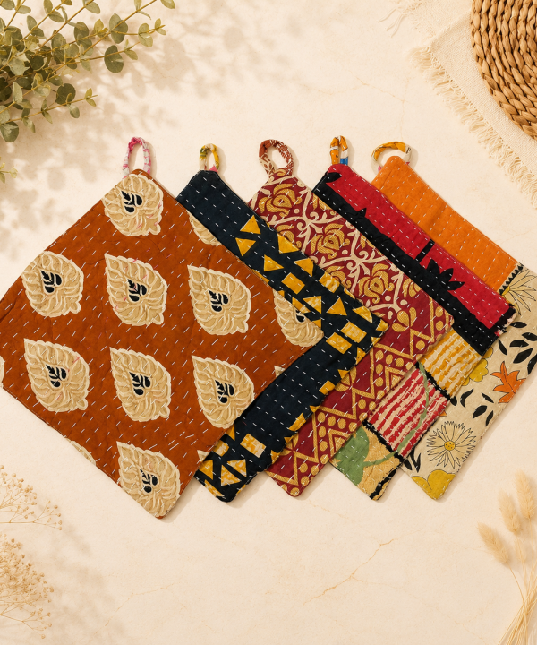 Alternative view of Set of 5 Sari Kitchen Kantha Pot Holder
