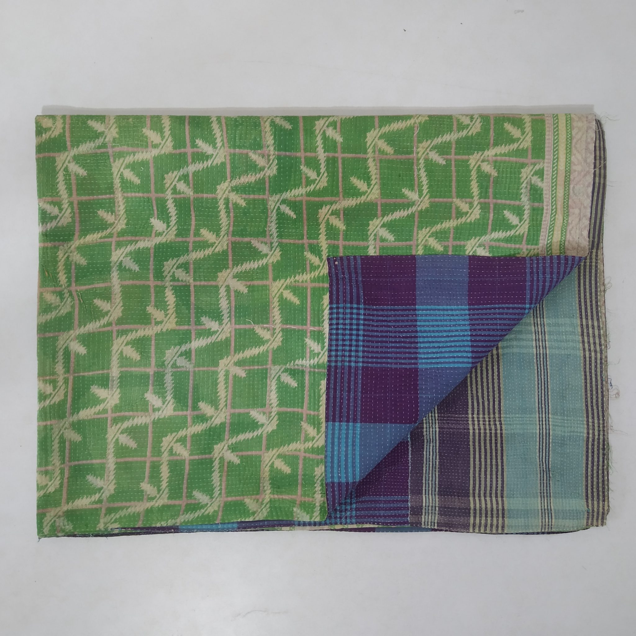 Kantha Quilt Twin Quilt Handmade Blanket Vintage Kantha Quilts, Throw Blankets, Bedspreads