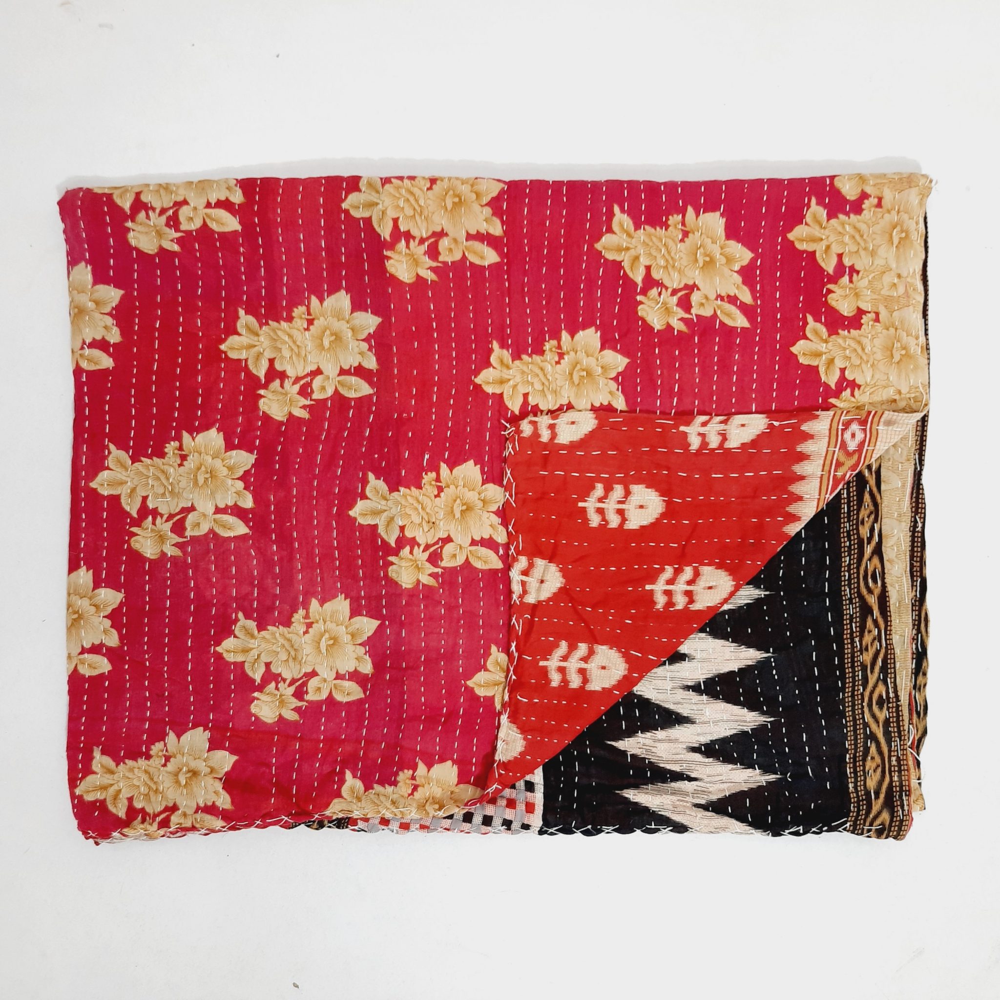 Floral Boho Twin Vintage Kantha Quilt Vintage Kantha Quilts, Throw