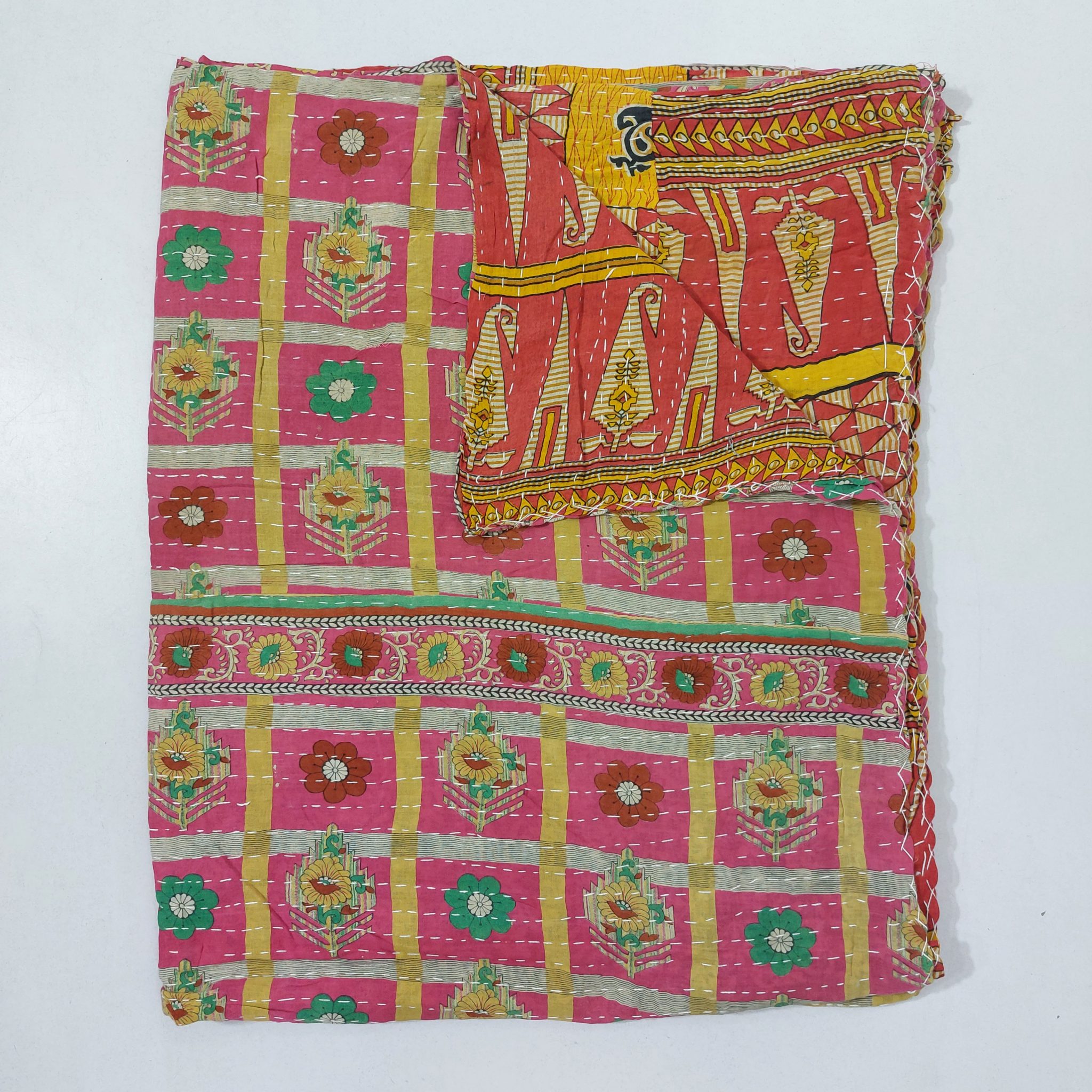 Paisley Recycled Sari Boho Kantha Quilt Vintage Kantha Quilts, Throw