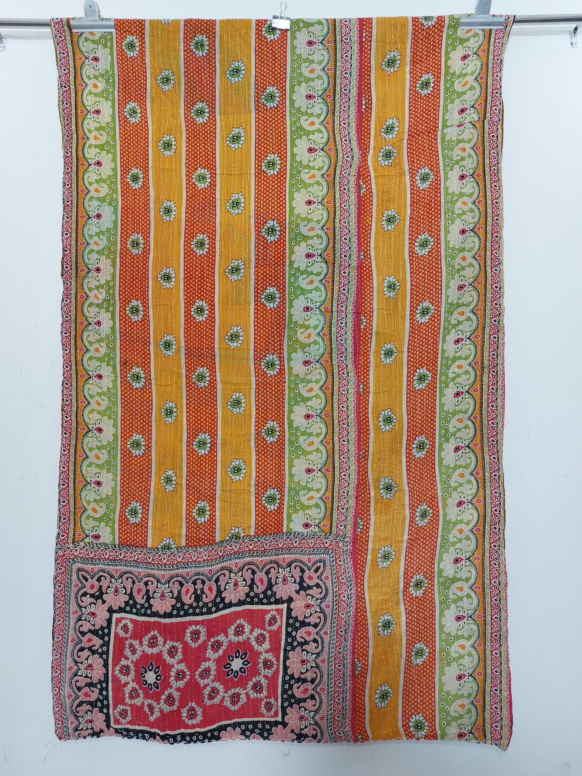 Polka Dot Recycled Sari Kantha Quilt - Vintage Kantha Quilts, Throw ...