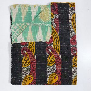 Vintage Kantha Quilts - Twin Size, Reversible and hand-stitched by artisan