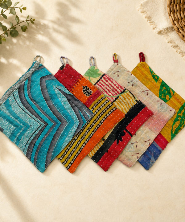 Alternative view of Indian Handmade Kantha Potholder Set of 10
