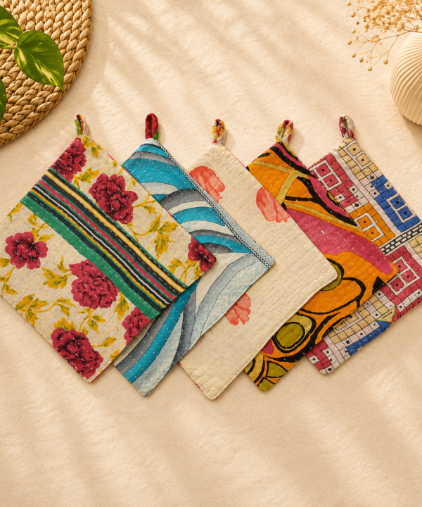 Set of 5 Sari Kitchen Kantha Pot Holder