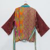 Stripe Pattern Sari Silk Kimonos - Image 2