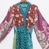 Polka Dot Silk Sari Indian Sleepwear - Image 3
