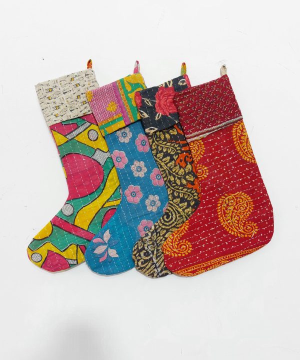 Alternative view of Christmas Kantha Cotton Stocking