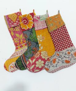 Alternative view of Bohemian Handmade Kantha Quilted Christmas Decorative stocking Set of 5 Pcs