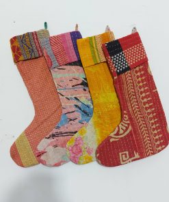 Alternative view of Christmas Stocking Indian Kantha Decor