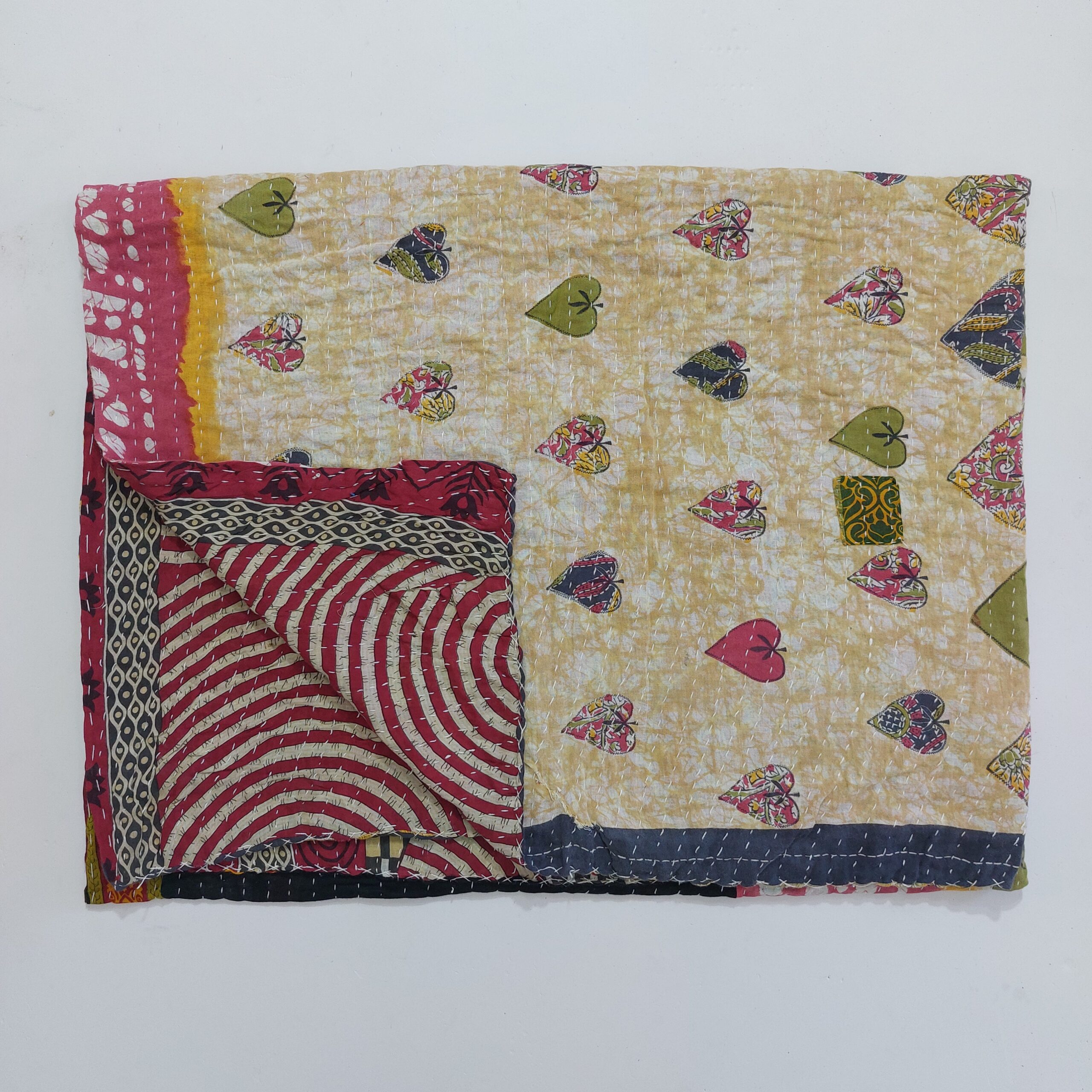 Spring Floral Kantha Throw Bohemian - Vintage Kantha Quilts, Throw ...