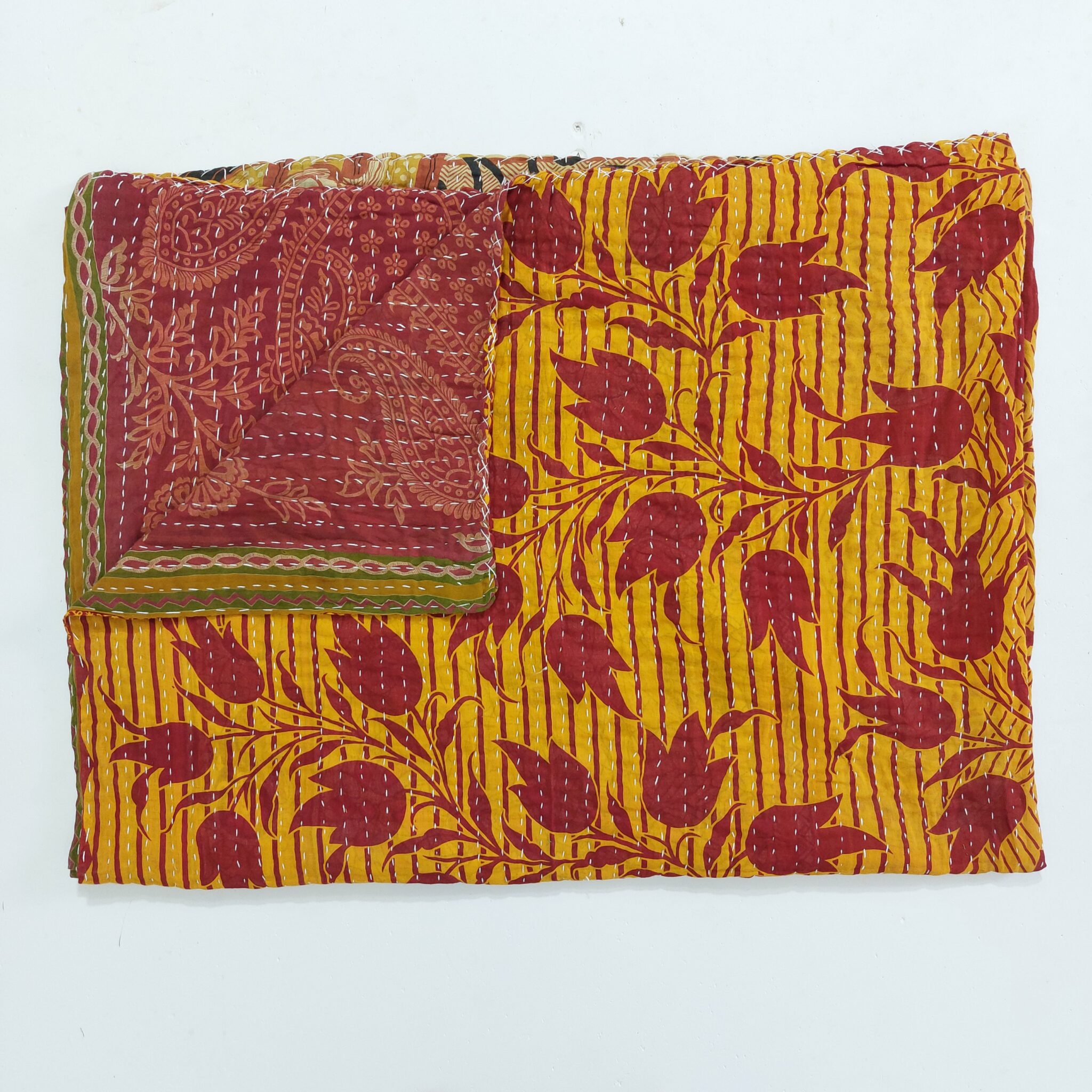 Twin Reversible Vintage Kantha Quilt Vintage Kantha Quilts, Throw
