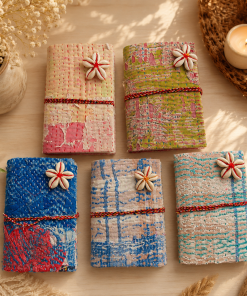 Alternative view of Set of 4 Vintage Kantha Handmade Journals – Recycled Sari Fabric Notebook, Boho Patchwork Diary, Indian Textile Journal