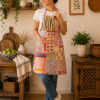 Cream Pink Vintage Kantha Patchwork Apron – Handmade Cotton Sari Kitchen Apron - Image 3