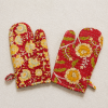 2 Pcs Assorted Floral Cotton Oven Mitts – Handmade Quilted Kitchen Pot Holder Gloves - Image 3