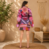 Pink Kantha Patchwork Kimono Robe – 3 Layer Cotton Handmade Jacket, Boho Quilted Indian Robe, One Size - Image 4