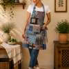 Blue Grey Vintage Kantha Patchwork Apron – Handmade Cotton Sari Kitchen Apron - Image 3