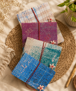 Alternative view of Set of 2 Vintage Kantha Handmade Journals – Recycled Sari Fabric Notebook, 100 Pages Boho Indian Diary