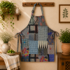 Blue Grey Vintage Kantha Patchwork Apron – Handmade Cotton Sari Kitchen Apron - Image 4