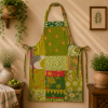 Green Vintage Kantha Patchwork Apron – Handmade Cotton Sari Kitchen Apron - Image 3