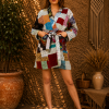 Multicolor Patchwork Kantha Kimono Jacket – Handmade Cotton Belted Boho Robe for Women - Image 3