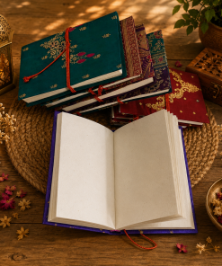 Set of 5 Handmade Indian Fabric Journals – Traditional Brocade Notebook, Vintage Style Writing Diary, Boho Gift Journal