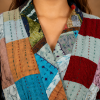 Multicolor Patchwork Kantha Kimono Jacket – Handmade Cotton Belted Boho Robe for Women - Image 5