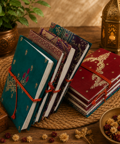 Alternative view of Set of 5 Handmade Indian Fabric Journals – Traditional Brocade Notebook, Vintage Style Writing Diary, Boho Gift Journal