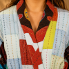 Light Blue Multicolor Patchwork Kantha Jacket – 3 Layer Cotton Hand Stitched Boho Coat - Image 3