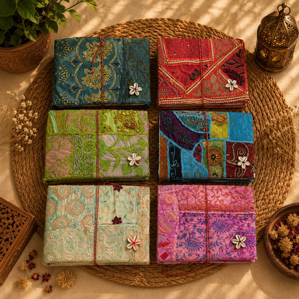 Vintage Kantha Handmade Journal – 100 Pages Patchwork Fabric Notebook, Recycled Sari Diary, Boho Indian Writing Journal – 1 Piece - Image 3