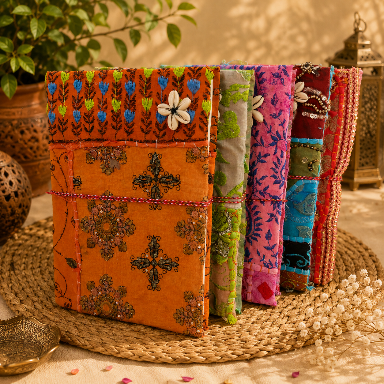 Set of 4 Vintage Kantha Handmade Journals – Recycled Sari Fabric Notebook, Boho Patchwork Diary, Indian Textile Journal - Image 2
