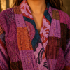 Purple & Pink Patchwork Kantha Jacket – 3 Layer Cotton Hand Stitched Boho Coat - Image 5