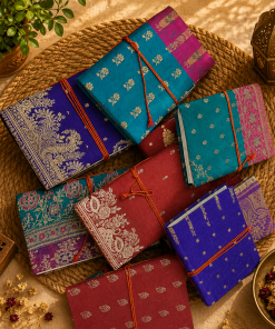 Handmade Indian Fabric Journal – Traditional Brocade Notebook, Vintage Writing Diary, Boho Handmade Journal – 1 Piece
