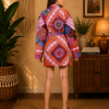 Pink & Purple Multicolor Patchwork Kantha Kimono Jacket – Handmade 3 Layer Cotton Belted Boho Robe for Women - Image 4
