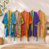 Vintage Kantha Kimono Robe 1 Pcs – Reversible Cotton Sari Patchwork Long Jacket - Image 5
