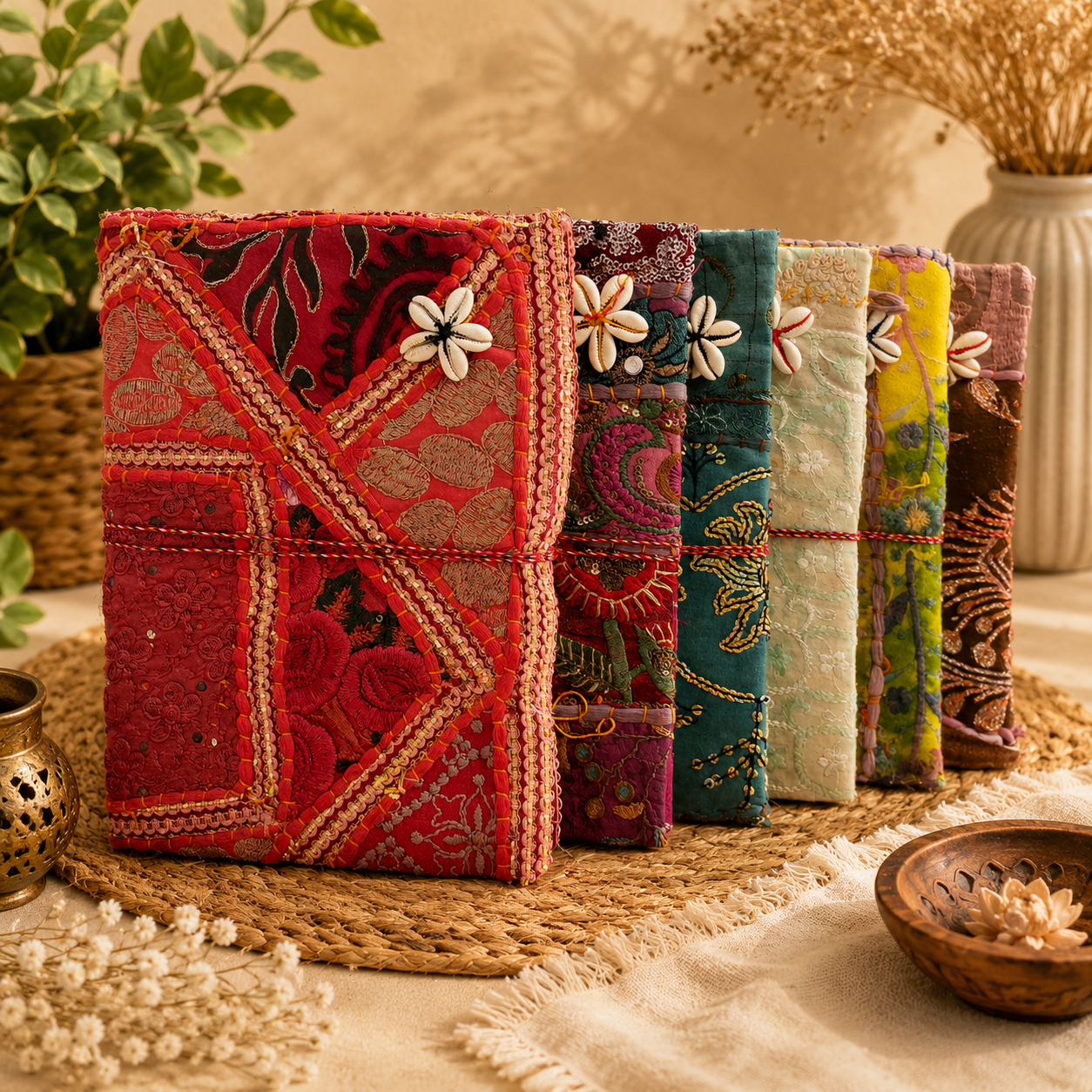 Set of 4 Vintage Kantha Handmade Journals – Recycled Sari Fabric Notebook, Boho Patchwork Diary, Indian Textile Journal - Image 3
