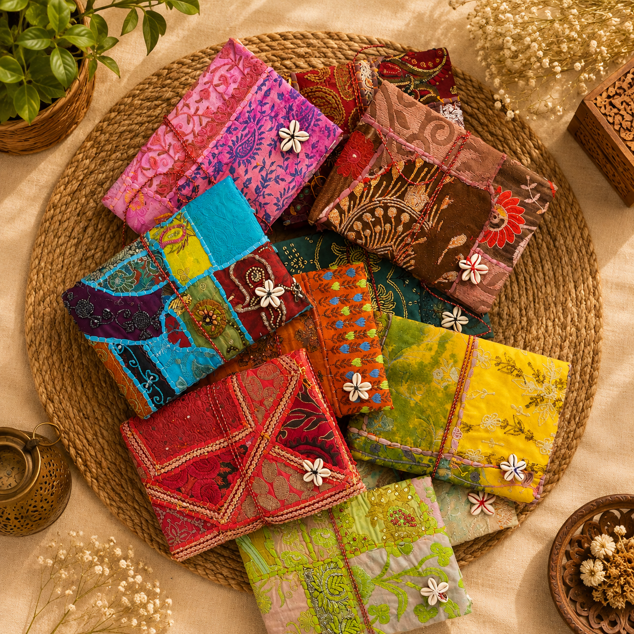 Vintage Kantha Handmade Journal – 100 Pages Patchwork Fabric Notebook, Recycled Sari Diary, Boho Indian Writing Journal – 1 Piece - Image 2