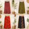 Vintage Kantha Wide Leg Pants 1 Pcs, Handmade Cotton Sari Palazzo Trousers, Boho Printed Relaxed Pants, Assorted Indian Kantha Bottoms - Image 4