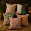 Set of 5 Vintage Kantha Pillow Covers 18x18 Inches – Handmade Patchwork Cushion Covers, Boho Indian Home Decor - Image 3
