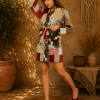 Rust Red & Sage Green Multicolor Patchwork Kantha Jacket – 3 Layer Cotton Boho Coat - Image 3