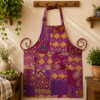 Purple Pink Vintage Kantha Patchwork Apron – Handmade Cotton Sari Kitchen Apron - Image 2