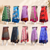 5 Pcs Assorted Silk Wrap Skirts – Long Boho Recycled Sari Wrap Skirt Wholesale Lot for Women - Image 4