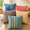 Set of 5 Vintage Kantha Pillow Covers 18x18 Inches – Handmade Patchwork Cushion Covers, Boho Indian Home Decor - Image 3