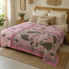 Blush Paisley Vintage Kantha Quilt – Hand-Stitched Reversible Sari Throw, Twin | EBY-TW-253 - Image 3