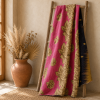 Pink Gold Vintage Kantha Quilt – Hand-Stitched Reversible Sari Throw, Twin | EBY-TW-254 - Image 5