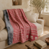 Stone Grey Vintage Kantha Quilt – Hand-Stitched Reversible Sari Throw, Twin | EBY-TW-256