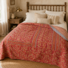 Saffron Floral Vintage Kantha Quilt – Hand-Stitched Reversible Sari Throw, Twin | EBY-TW-261 - Image 3