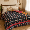 Royal Purple Vintage Kantha Quilt – Hand-Stitched Reversible Sari Throw, Twin | EBY-TW-264 - Image 3