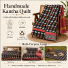 Royal Purple Vintage Kantha Quilt – Hand-Stitched Reversible Sari Throw, Twin | EBY-TW-264 - Image 4
