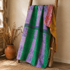 Mustard Vine Vintage Kantha Quilt – Hand-Stitched Reversible Sari Throw, Twin | EBY-TW-265 - Image 5